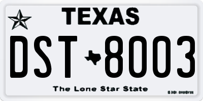 TX license plate DST8003