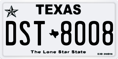 TX license plate DST8008