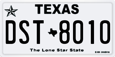 TX license plate DST8010