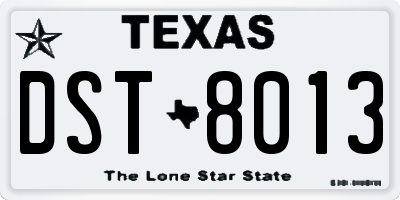 TX license plate DST8013