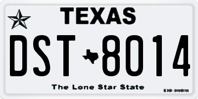 TX license plate DST8014