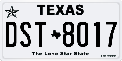 TX license plate DST8017