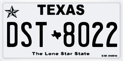 TX license plate DST8022