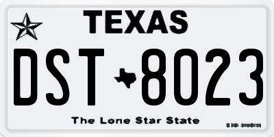 TX license plate DST8023