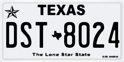 TX license plate DST8024