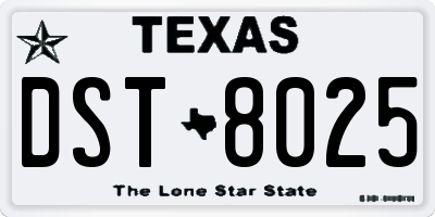 TX license plate DST8025