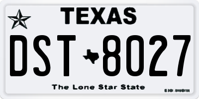 TX license plate DST8027