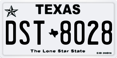 TX license plate DST8028