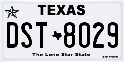 TX license plate DST8029