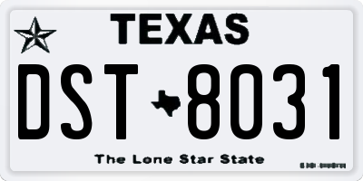TX license plate DST8031