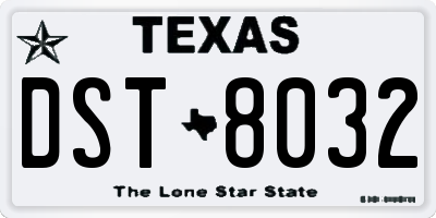 TX license plate DST8032