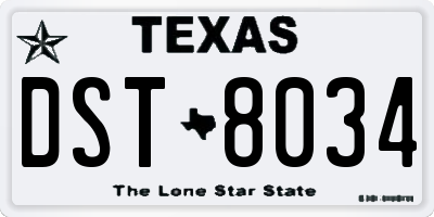 TX license plate DST8034