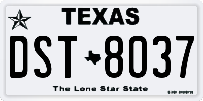 TX license plate DST8037