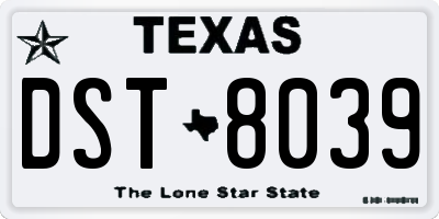 TX license plate DST8039
