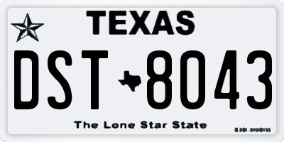 TX license plate DST8043