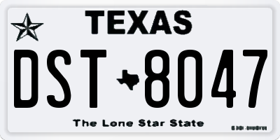 TX license plate DST8047