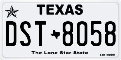 TX license plate DST8058
