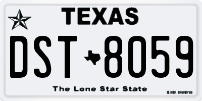 TX license plate DST8059