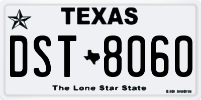 TX license plate DST8060
