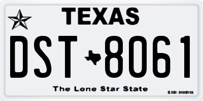 TX license plate DST8061