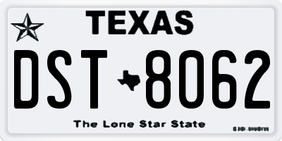 TX license plate DST8062