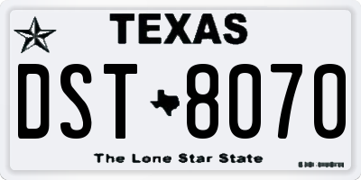TX license plate DST8070