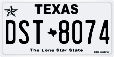 TX license plate DST8074