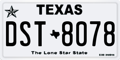 TX license plate DST8078