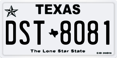 TX license plate DST8081
