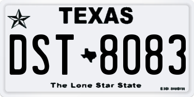 TX license plate DST8083