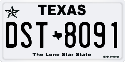 TX license plate DST8091