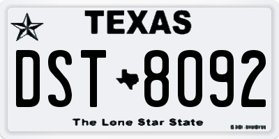 TX license plate DST8092