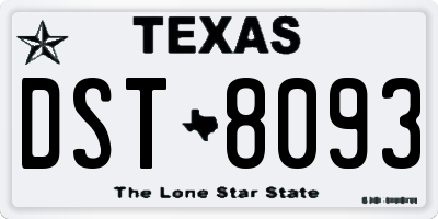 TX license plate DST8093