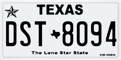 TX license plate DST8094