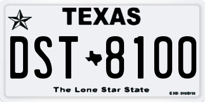 TX license plate DST8100