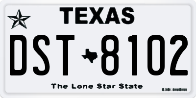 TX license plate DST8102