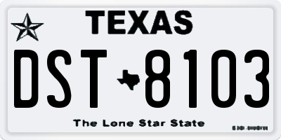 TX license plate DST8103