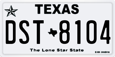 TX license plate DST8104