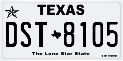 TX license plate DST8105