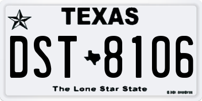 TX license plate DST8106