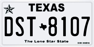 TX license plate DST8107