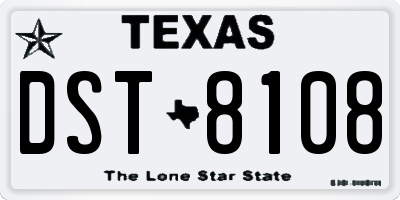 TX license plate DST8108