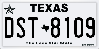 TX license plate DST8109