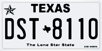 TX license plate DST8110