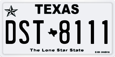 TX license plate DST8111