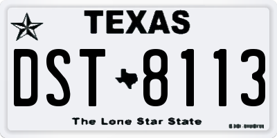 TX license plate DST8113