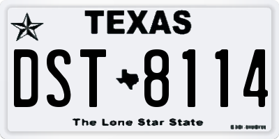 TX license plate DST8114
