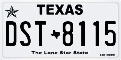 TX license plate DST8115