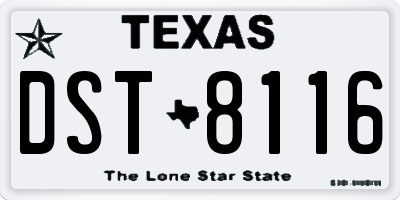 TX license plate DST8116