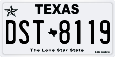 TX license plate DST8119